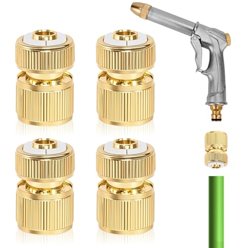 YGKYMVW Schlauchverbinder 1/2 Zoll Messing, 4 Stück Schnellschlauch Endverbinder Gartenschlauch, Schlauchkupplung Messing Düse Connect Kit für Küche Garten Outdoor Schlauch Rohr Werkzeug YGKYMVW Schlauchverbinder 1/2 Zoll Messing, 4 Stück Schnellschlauch Endverbinder Gartenschlauch, Schlauchkupplung Messing Düse Connect Kit für Küche Garten Outdoor Schlauch Rohr Werkzeug von YGKYMVW