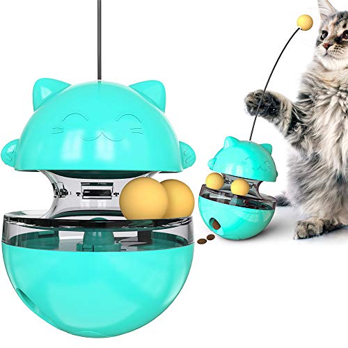 YGMXZL Katzenfutter Interaktives Ball,Leckerchen Dispenser Katzenspielzeug mit Lustiges Katzenstäbchen,Snack Feeding Ball für kleine mittelgroße Hunde und Katzen von YGMXZL