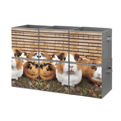 YHEGBFD Aufbewahrungskörbe mit Griffen, Meerschweinchen-Druck, faltbare Aufbewahrungskörbe, zusammenklappbarer Stoff-Organizer, 6 Stück YHEGBFD Aufbewahrungskörbe mit Griffen, Meerschweinchen-Druck, faltbare Aufbewahrungskörbe, zusammenklappbarer Stoff-Organizer, 6 Stück von YHEGBFD