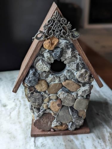 YHKHAR Steinhaus Vogelhaus, rustikales und charmantes Vogelhaus, Vogelhaus-Dekoration für drinnen oder draußen von YHKHAR