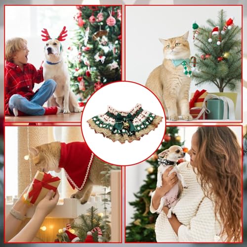 Weihnachts-Hundebandana, Glockenhalfter, umkehrbare Spitzenkante Haustier-Schal, atmungsaktive Feieraccessoires für Haustiere, Option A （L） von YHNNH