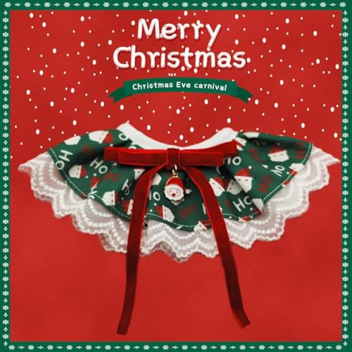 Weihnachts-Hundebandana, Glockenhalfter, umkehrbare Spitzenkante Haustier-Schal, atmungsaktive Feieraccessoires für Haustiere,Option B（XS） von YHNNH