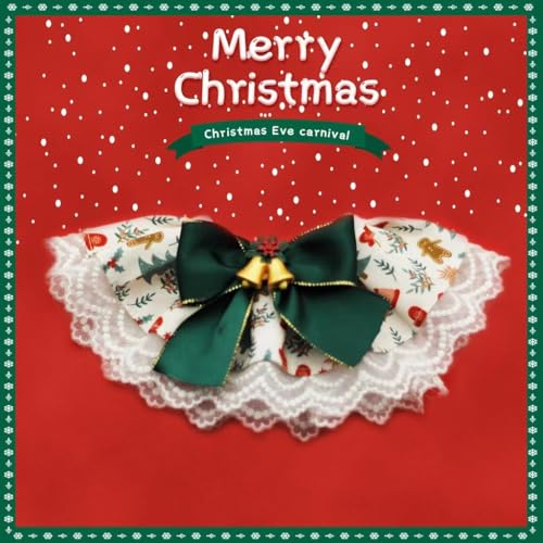 Weihnachts-Hundebandana, Glockenhalfter, umkehrbare Spitzenkante Haustier-Schal, atmungsaktive Feieraccessoires für Haustiere,Option C（XS） von YHNNH