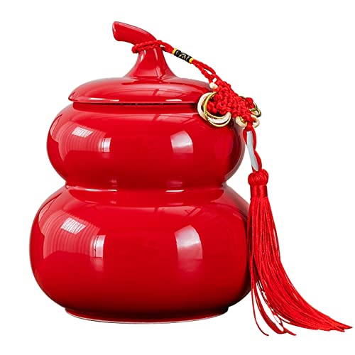 YHNNH Gedenkurne für Haustiere, Andenken for Asche – mittelgroßes Keramik-Urnengefäß for Menschen oder Haustiere, kreative Urnen in Kürbisform, Haustierurne(Red) von YHNNH