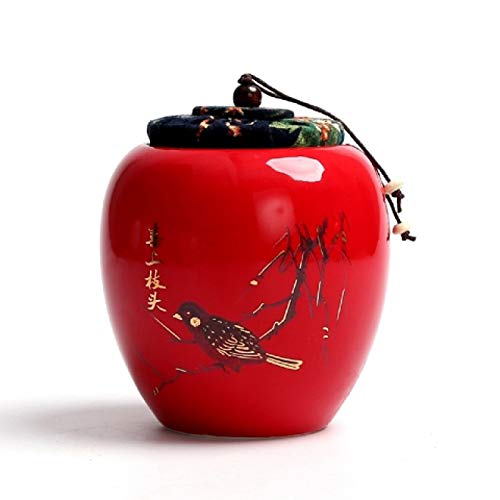 YHNNH Gedenkurne für Haustiere, Dekoratives Denkmal for die Asche von Haustieren, Hunden, Katzen und Menschen, Mini-Beerdigungsurne aus Keramik for Hundeasche/Katzenasche/Vögel(Red a) von YHNNH