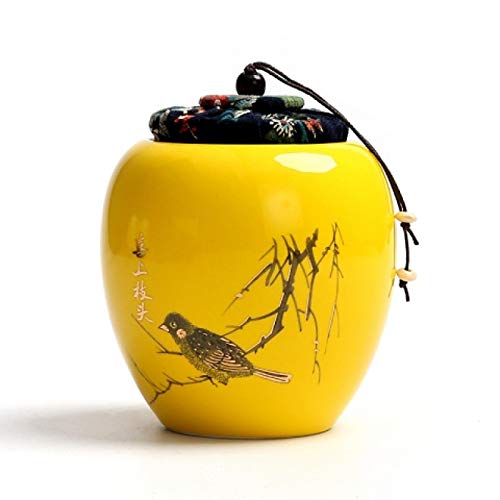 YHNNH Gedenkurne für Haustiere, Dekoratives Denkmal for die Asche von Haustieren, Hunden, Katzen und Menschen, Mini-Beerdigungsurne aus Keramik for Hundeasche/Katzenasche/Vögel(Yellow a) von YHNNH