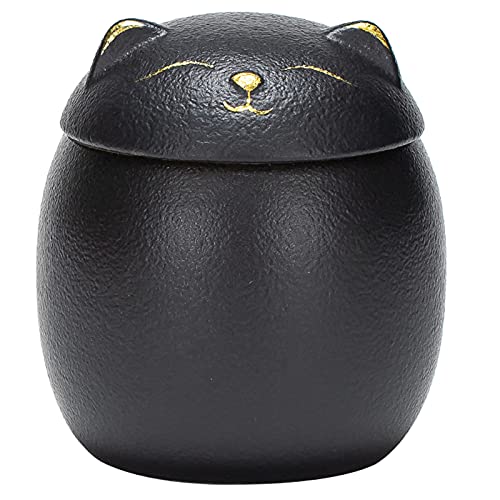 YHNNH Gedenkurne für Haustiere, Gedenkurne for die Einäscherung von Haustieren – Mini-Gedenkurne aus Keramik for Katzen und Hunde, Einäscherungsasche, Mini-Beerdigungsurne, Andenken(Black) von YHNNH