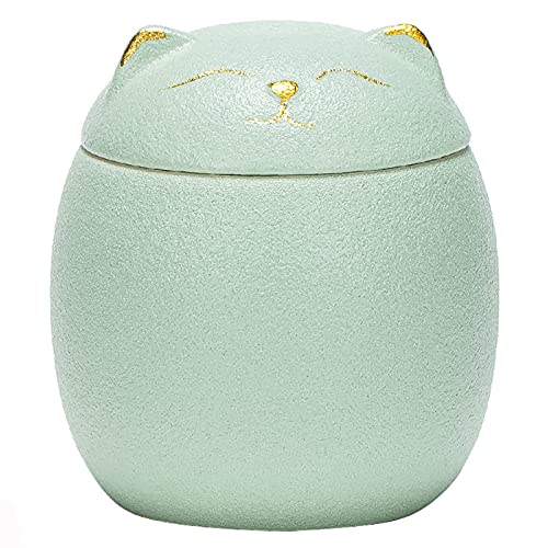YHNNH Gedenkurne für Haustiere, Gedenkurne for die Einäscherung von Haustieren – Mini-Gedenkurne aus Keramik for Katzen und Hunde, Einäscherungsasche, Mini-Beerdigungsurne, Andenken(Green) von YHNNH
