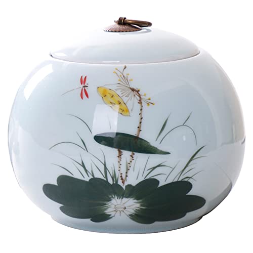 YHNNH Gedenkurne für Haustiere, Keramikurne for Asche mit handgemaltem Landschaftsmuster – Mittlere Bestattungsurne for menschliche Gedenkurne und Ascheaufbewahrung(Chrysanthemum) von YHNNH