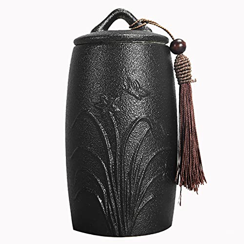 YHNNH Gedenkurne für Haustiere, Kleine Urnen for die Asche von Erwachsenen, Mini-Urne for Beerdigung Haustieren, kleine handbemalte Keramik-Andenkenurnen for Haustieren/Hunden/Katzen(Black,Orchidee) von YHNNH
