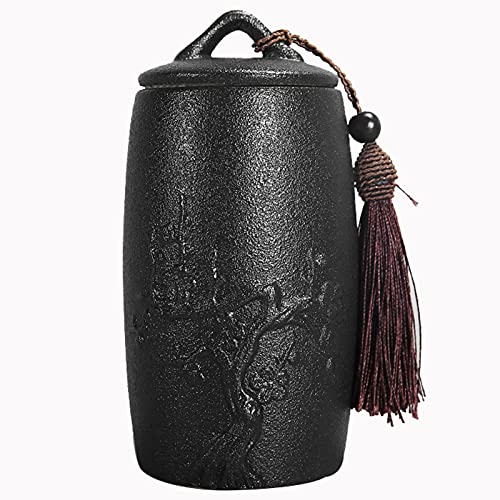 YHNNH Gedenkurne für Haustiere, Kleine Urnen for die Asche von Erwachsenen, Mini-Urne for Beerdigung Haustieren, kleine handbemalte Keramik-Andenkenurnen for Haustieren/Hunden/Katzen(Black,Pflaume) von YHNNH