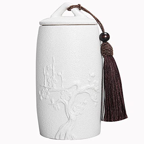 YHNNH Gedenkurne für Haustiere, Kleine Urnen for die Asche von Erwachsenen, Mini-Urne for Beerdigung Haustieren, kleine handbemalte Keramik-Andenkenurnen for Haustieren/Hunden/Katzen(White,Pflaume) von YHNNH