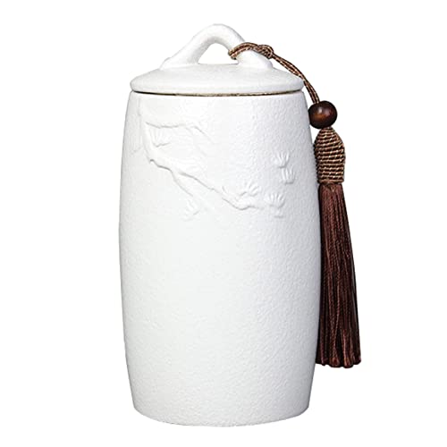 YHNNH Gedenkurne für Haustiere, Kleine Urnen for die Asche von Erwachsenen, Mini-Urne for Beerdigung Haustieren, kleine handbemalte Keramik-Andenkenurnen for Haustieren/Hunden/Katzen(White,Pine) von YHNNH