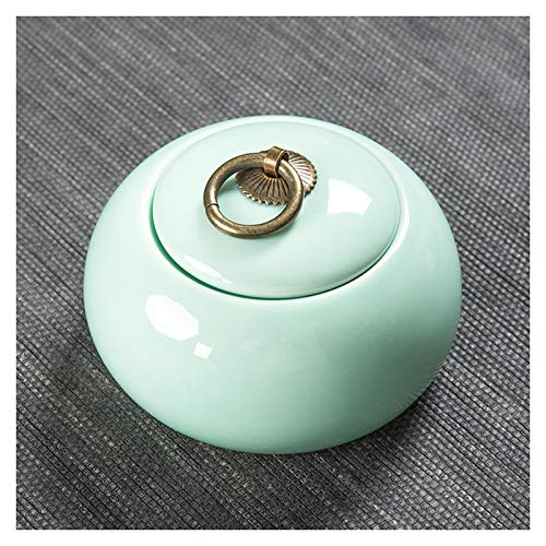 YHNNH Gedenkurne für Haustiere, Mini-Urne aus handgefertigter Keramik for kleine Hunde, Katzen, menschliche Asche, Gedenkstätte for die Einäscherung der, for Beerdigungsbox(Celadon) von YHNNH