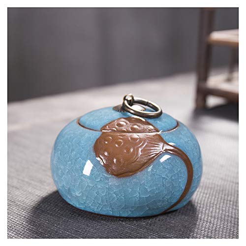 YHNNH Gedenkurne für Haustiere, Mini-Urne aus handgefertigter Keramik for kleine Hunde, Katzen, menschliche Asche, Gedenkstätte for die Einäscherung der, for Beerdigungsbox(Lake Blue) von YHNNH