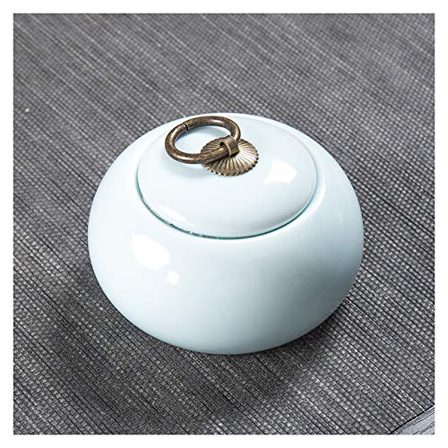 YHNNH Gedenkurne für Haustiere, Mini-Urne aus handgefertigter Keramik for kleine Hunde, Katzen, menschliche Asche, Gedenkstätte for die Einäscherung der, for Beerdigungsbox(Light Blue) von YHNNH