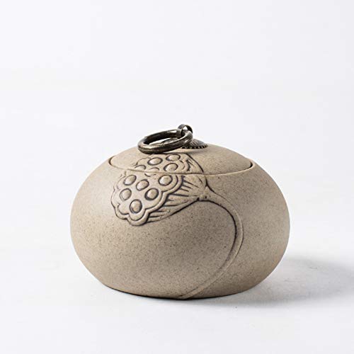 YHNNH Gedenkurne für Haustiere, Mini-Urne aus handgefertigter Keramik for kleine Hunde, Katzen, menschliche Asche, Gedenkstätte for die Einäscherung der, for Beerdigungsbox(Lotus) von YHNNH