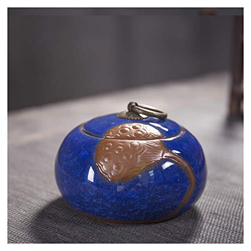 YHNNH Gedenkurne für Haustiere, Mini-Urne aus handgefertigter Keramik for kleine Hunde, Katzen, menschliche Asche, Gedenkstätte for die Einäscherung der, for Beerdigungsbox(Sapphire Blue) von YHNNH