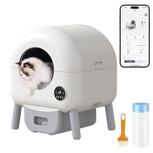 YHNNH Haustiertrockner, 89 l extragroße automatische Katzentoilette mit APP-Steuerung, Geruchsentfernung, geschlossene intelligente Matte for mehrere Katzen von YHNNH