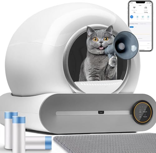 YHNNH Haustiertrockner, 89L große XXL Katzentoilette mit Infrarot-Detektor und Gewichtssensoren, App-Steuerung, platzsparendes Design, geschlossene(A) von YHNNH