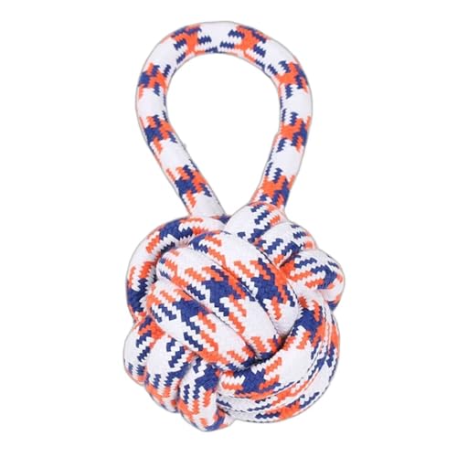 YHOPJKFRA Hundespielzeug – Unzerstörbares Hundespielzeug für alle Rassen – Tauziehen-Seil aus natürlicher Baumwolle für Welpen – gegen Langeweile, Ziehen, Zahnreinigung | Weiß-Orange von YHOPJKFRA