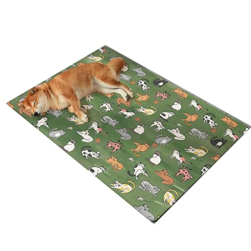 YHOPJKFRA Kühlmatte für Hunde – Weicher, Dicker Schaumstoff, selbstkühlendes Gel-Pad für Hunde und Katzen im Sommer. Langlebig, Kratzfest | grüne Katze von YHOPJKFRA