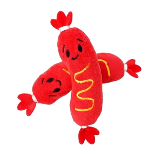 YHOPJKFRA Quietschendes Plüsch Teddy-Hundespielzeug, Kauspielzeug für Welpen für kleine und mittelgroße Hunde | Rote Wurst YHOPJKFRA Quietschendes Plüsch Teddy-Hundespielzeug, Kauspielzeug für Welpen für kleine und mittelgroße Hunde | Rote Wurst von YHOPJKFRA