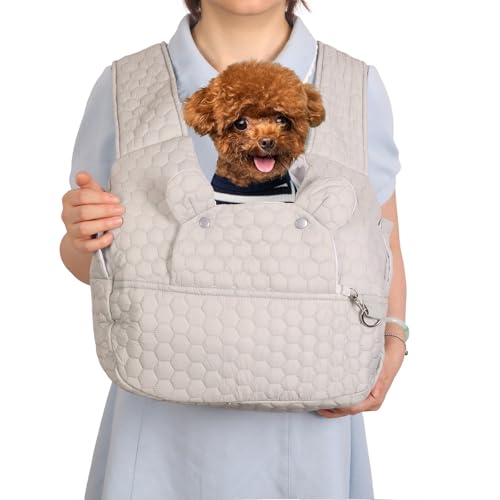 Haustier-Tragerucksack für Katzen und kleine Hunde, nach vorne gerichtete Tragetasche, einfache Passform, 2,7–9 kg (hellgrau) von YHSHYZH