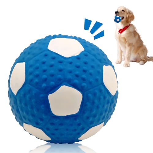 YHSKJCD Quietschender Hundeball, Latex-Gummi, Hundespielzeug, Fußball, Kauspielzeug, Apportierball, Hundeball zum Werfen, Apportieren, Spielzeug für Welpen, Hunde, Katzen, interaktives Hundespielzeug von YHSKJCD