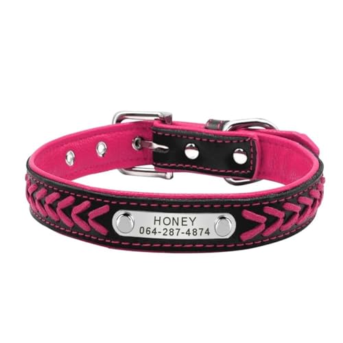 Personalisiertes Hundehalsband, personalisierbar, Anti-Verlust, verstellbar, für Hunde, Katzen, Namensschild, Halsband, geeignet für Mops, Französische Bulldogge, Labrador, Rosenrot, Größe S Personalisiertes Hundehalsband, personalisierbar, Anti-Verlust, verstellbar, für Hunde, Katzen, Namensschild, Halsband, geeignet für Mops, Französische Bulldogge, Labrador, Rosenrot, Größe S von YHTAKF
