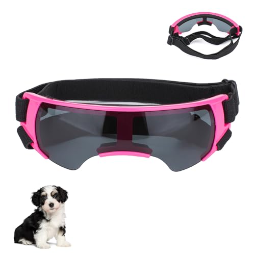 Sonnenbrille für Kleine Hunde, Augenschutz Brille Windschutzbrille,UV-Schutz Hunde Sonnenbrillen,Beschlagfrei,Hundebrille für Haustiere, für Motorrad Hundefahrradkorb Cabrio (Rosa) von YHZNAGEM
