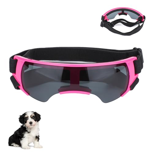 Sonnenschutzbrille Hund, Sonnenbrille für Kleine Hunde, Augenschutz Brille Windschutzbrille,UV-Schutz Hunde Sonnenbrillen,Beschlagfrei,für Motorrad Hundefahrradkorb Cabrio (Rosa) von YHZNAGEM