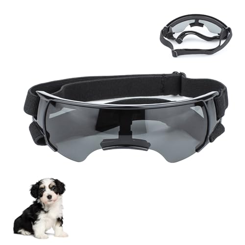 Sommer Schneebrille, Sonnenbrille für Kleine Hunde, Augenschutz Brille Windschutzbrille,UV-Schutz Hunde Sonnenbrillen,Beschlagfrei,für Motorrad Hundefahrradkorb Cabrio (Schwarz) von YHZNAGEM