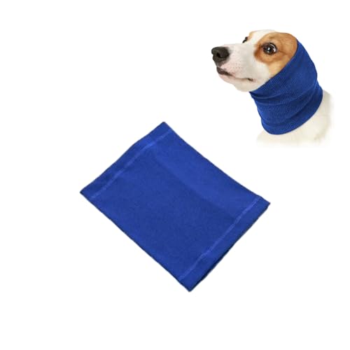 YHZNAGEM Hundehalstuch Hals und Ohrenwärmer für Hunde beruhigend für Haustiere, reduziert Lärm, Ohrenschild, bequem und angstfest, Abdeckung (Blau, L) von YHZNAGEM