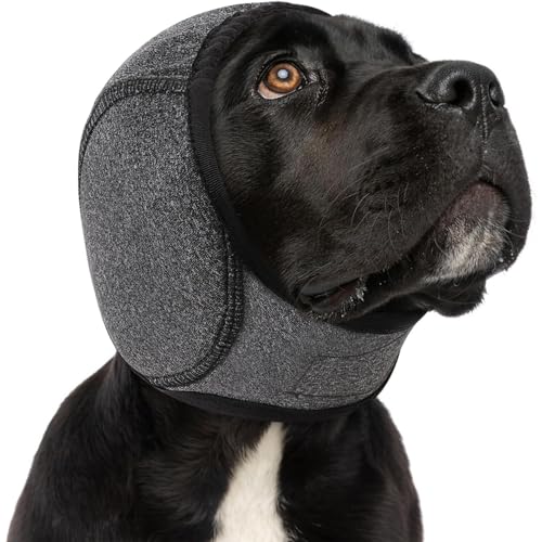 YHZNAGEM Sommer Hunde wasserdichte Ohrenschützer, Beruhigende Ohrenschützer für Hunde, Ohrenschützer für Feuerwerk, Fellpflege, Geräuschunterdrückung,Lärmschutz,Hund Schwimmkappen (Grau, M) von YHZNAGEM