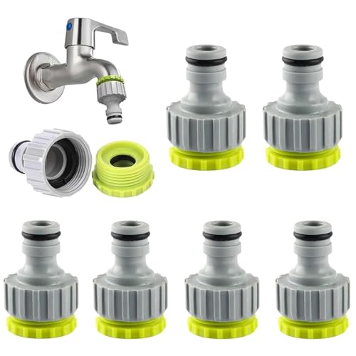 6 Stück Wasserhahn Anschluss, 1/2 Zoll 3/4 Zoll Kunststoff Schlauchanschluss, 2-in-1 Gartenschlauchanschluss Adapter, Garten Schraubgewinde Hahnverbinder für Family, Reisen, Garten Bewässerungs von YHZPDP