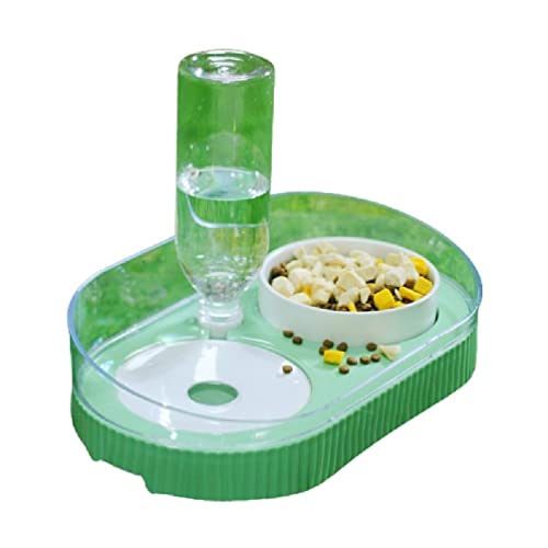 Erhöht für Schüssel Erhöhte Futterschalen Set mit auslaufsicherem Keramik Wasserspender Anti-Split Grün/Weiß Lebensmittelwasserspender von YIAGXIVG