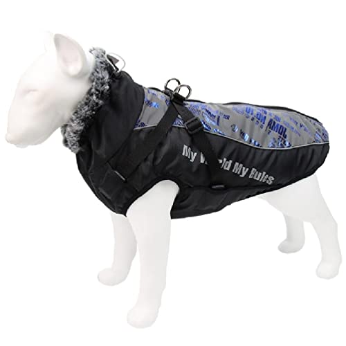 Hundekleidung Jacke Haustier Hundemantel mit Geschirr Reflektierende Hundeweste zum Spazierengehen in der Nacht Wasserdichter Hundemantel Winter Haustier Hundemantel mit Geschirr von YIAGXIVG