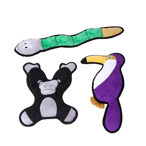 YIAGXIVG Quietschspielzeug Hunde niedliches gefülltes Kauspielzeug Welpen Zahnen Haustierspielzeug Plüschtier Cartoon Schlange/Papageien/Schimpanse von YIAGXIVG
