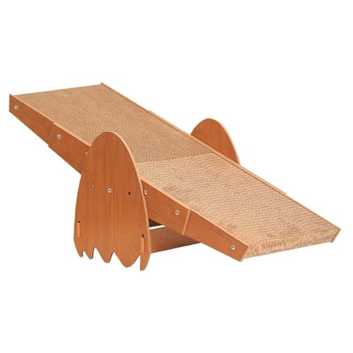 Katzenkratzbrett Wippe Kratzmatte Katzenkratzbaum Katzen Lounge Spielzeug Holz Kratzbrett für Katzenunterhaltung von YIBAISI