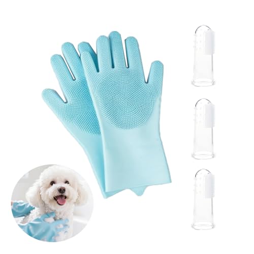 YIBIKEHO Haustierpflegehandschuhe, hitzebeständige Katzen-Badhandschuhe mit hochdichten Zähnen, Silikon-Hundebadhandschuhe mit verbessertem Fünf-Finger-Design, Baden und Massieren für Hunde und Katzen YIBIKEHO Haustierpflegehandschuhe, hitzebeständige Katzen-Badhandschuhe mit hochdichten Zähnen, Silikon-Hundebadhandschuhe mit verbessertem Fünf-Finger-Design, Baden und Massieren für Hunde und Katzen von YIBIKEHO