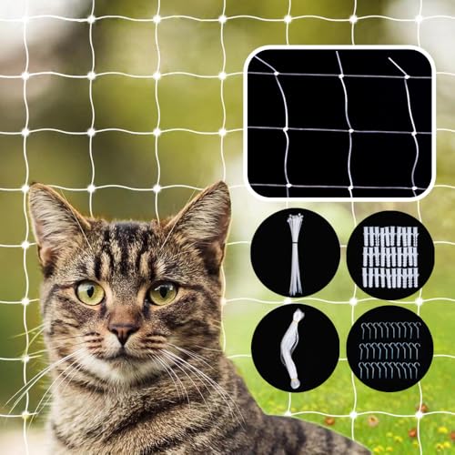 YIBINKI Katzennetz für Balkon,Verdicktes Katzennetz Transparent Haustiernetz,Hochfest,Katzenschutznetz für Katzen zur Sicherung von Balkon, Terrassen, Fenstern(3x6m) von YIBINKI