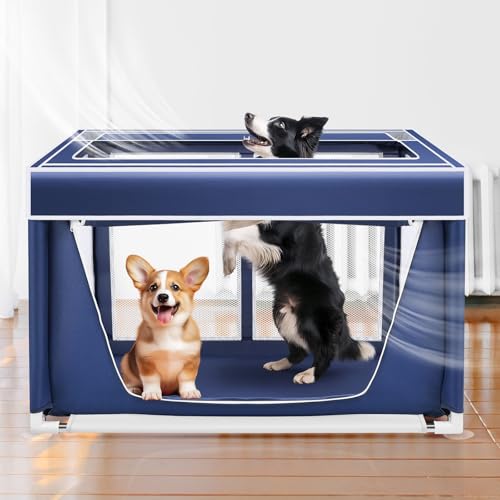 Hunde-Laufstall – Welpen-Laufstall mit abnehmbarem Dach, Hunde-Laufstall für den Innenbereich, 107,7 x 107,7 x 65,6 cm, für kleine Hunde und Kleintiere, Hundezaun für drinnen und draußen, Hunde-Laufstall – Welpen-Laufstall mit abnehmbarem Dach, Hunde-Laufstall für den Innenbereich, 107,7 x 107,7 x 65,6 cm, für kleine Hunde und Kleintiere, Hundezaun für drinnen und draußen, von YIBONIKA