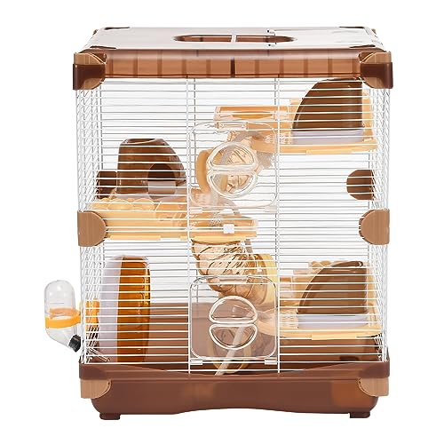 YIBOPET Hamsterkäfig, Kleintierkäfig, 3-lagig, Größe: 36 cm (B) x 27 cm (L) x 42 cm (H), geeignet für Hamster bis zu 8,9 cm Länge von YIBOPET