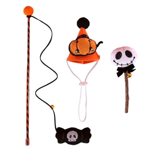 YIBOZI Halloween Kegelhut für Katze Kauspielzeug Lustige Angelrute Lustige Übung Teaser Stick Spielzeug für Katzen YIBOZI Halloween Kegelhut für Katze Kauspielzeug Lustige Angelrute Lustige Übung Teaser Stick Spielzeug für Katzen von YIBOZI