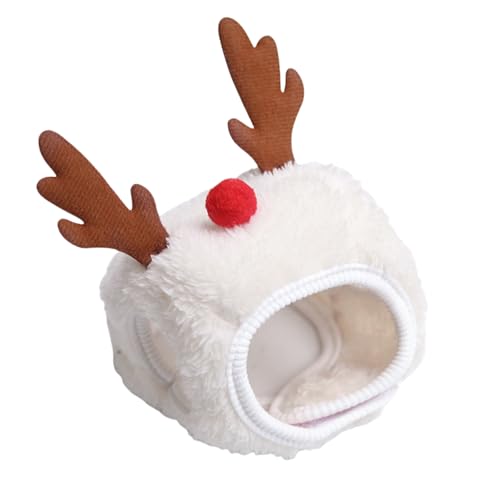 YIBOZI Rentier-Weihnachtsbaum-Kopfbedeckung, Hut für Haustier-Dekorationen, Rentier, Stern, Pompons, Weihnachten, Hunde-Kopfbedeckung, Foto-Requisiten von YIBOZI
