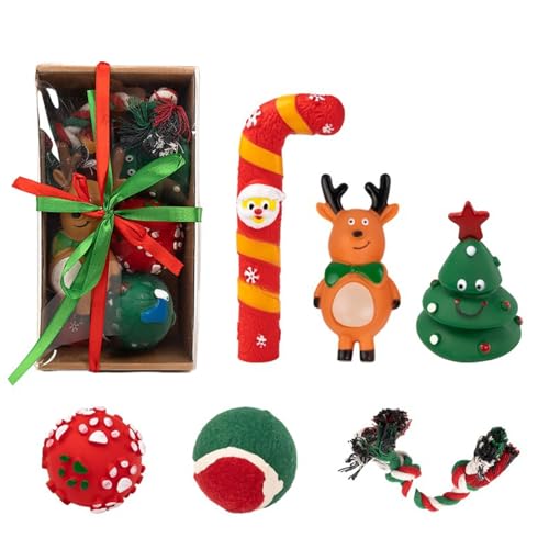 YIBOZI Weihnachts-Hundespielzeug-Geschenkset zum Kauen und Spielen, weiches Spielzeug und Seilbeißwiderstand, Festival-Spielzeug für Haustiere YIBOZI Weihnachts-Hundespielzeug-Geschenkset zum Kauen und Spielen, weiches Spielzeug und Seilbeißwiderstand, Festival-Spielzeug für Haustiere von YIBOZI