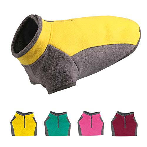 YIEPAL Stretch Fleece Hundeweste Halber Reißverschluss Hund Pullover Hund Fleece Jacke Winter Hunde Pullover Warme Hundekleidung Kaltes Wetter Mantel für Kleine Hunde & Welpen, Groß, Gelb YIEPAL Stretch Fleece Hundeweste Halber Reißverschluss Hund Pullover Hund Fleece Jacke Winter Hunde Pullover Warme Hundekleidung Kaltes Wetter Mantel für Kleine Hunde & Welpen, Groß, Gelb von YIEPAL