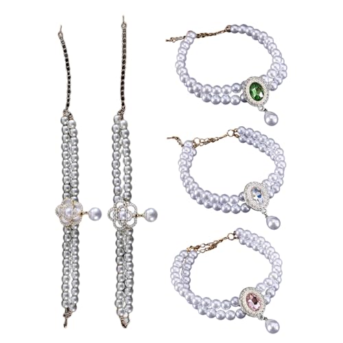 YIGZYCN 5 Stück Perlen Blumen Anhänger Elegante Doppellagige Haustier-Halskette Schönes Halsband für den täglichen Gebrauch YIGZYCN 5 Stück Perlen Blumen Anhänger Elegante Doppellagige Haustier-Halskette Schönes Halsband für den täglichen Gebrauch von YIGZYCN