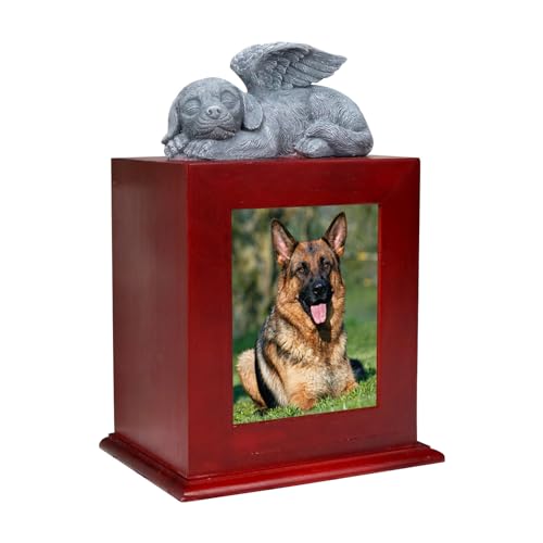 YIGZYCN Gedenkgeschenke Für Haustiere Hundeurnen Mit Fotorahmen Für Die Erinnerung An Verstorbene Hunde Holzurne Beileidsgeschenk Für Die Beerdigung Bestattungszubehör Für Haustiere Haustier Haustier von YIGZYCN